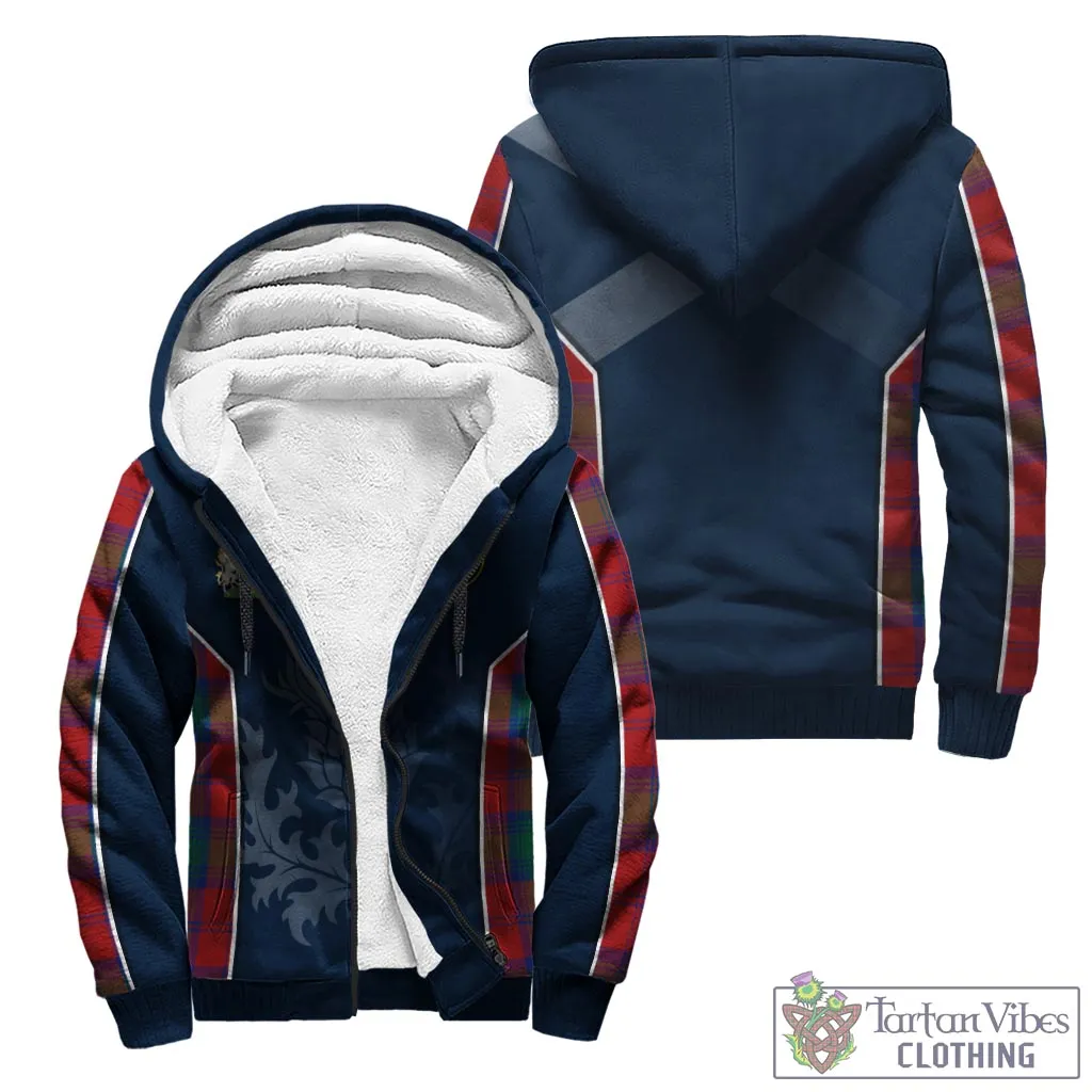 Byres (Byses) Tartan Sherpa Hoodie with Family Crest and Scottish Thistle Vibes Sport Style