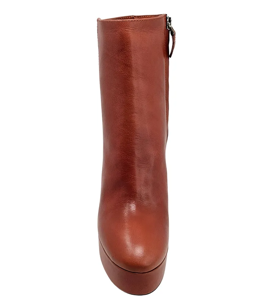 Camel/Gold Cracked Leather Platform Boot