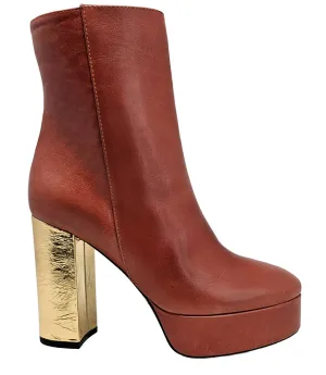 Camel/Gold Cracked Leather Platform Boot