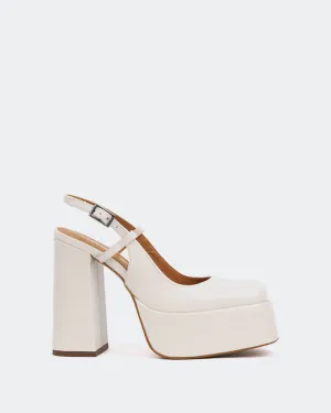 Cave, Off White Leather/Cuir Blanc Cassé