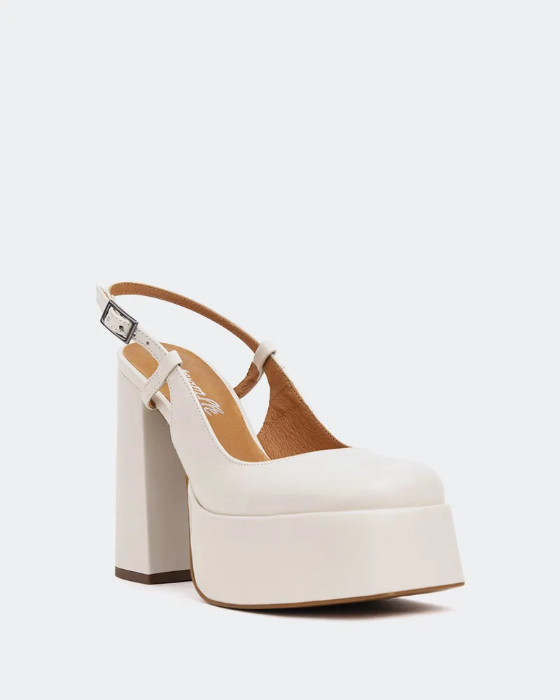 Cave, Off White Leather/Cuir Blanc Cassé