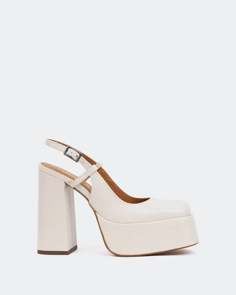 Cave, Off White Leather/Cuir Blanc Cassé