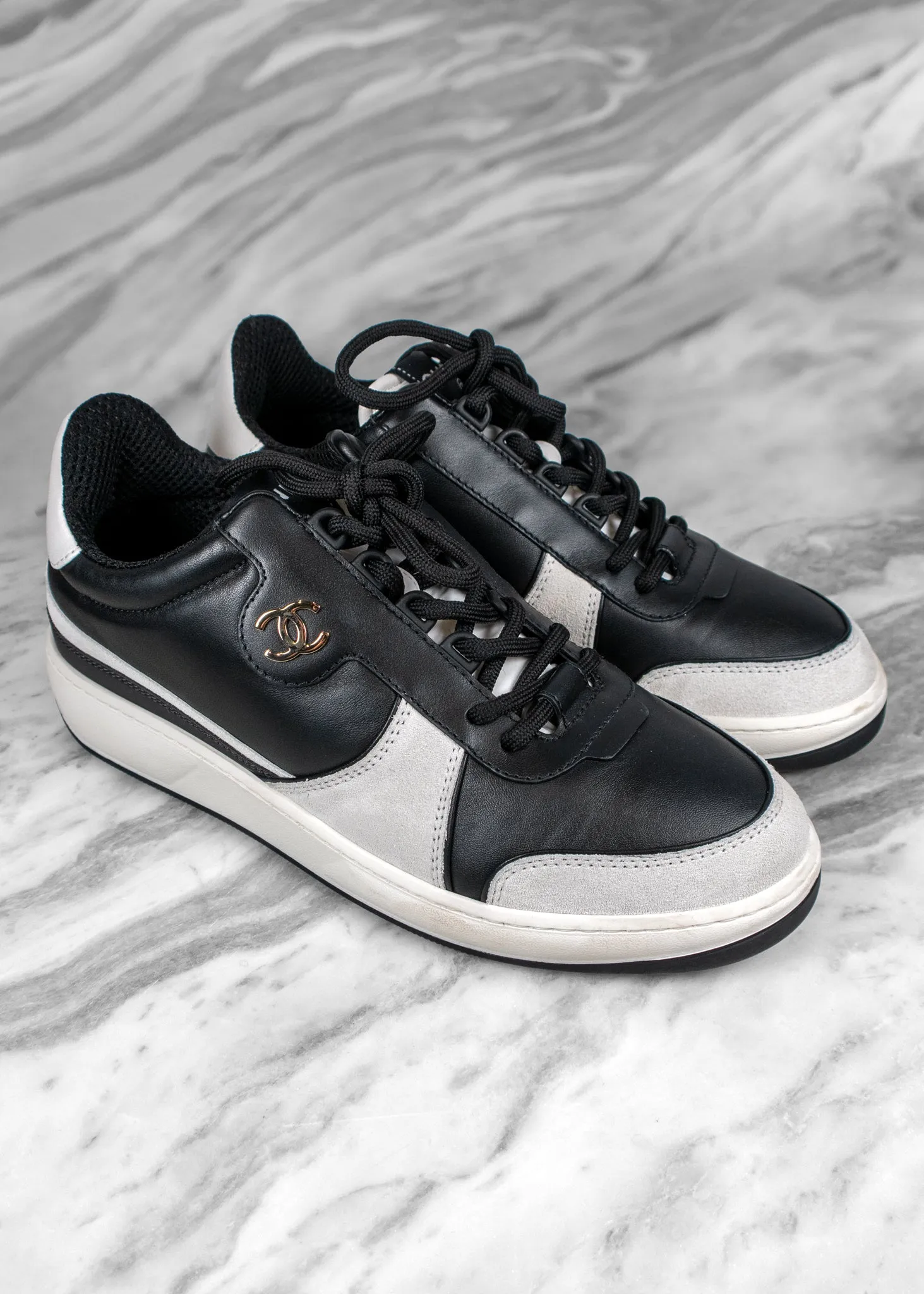 Chanel Lambskin Suede Calfskin Sneakers