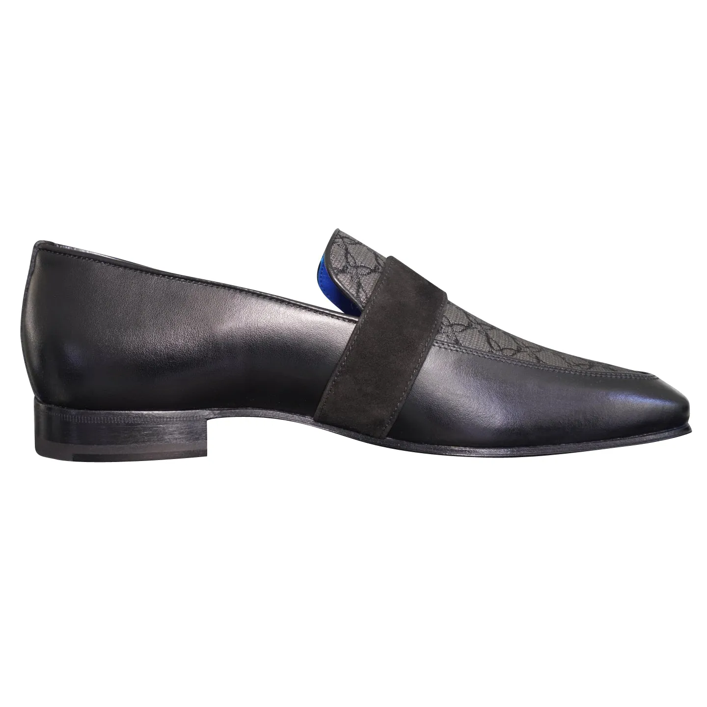 Charcoal Nero Logo Monk Loafers With Silver Buckle