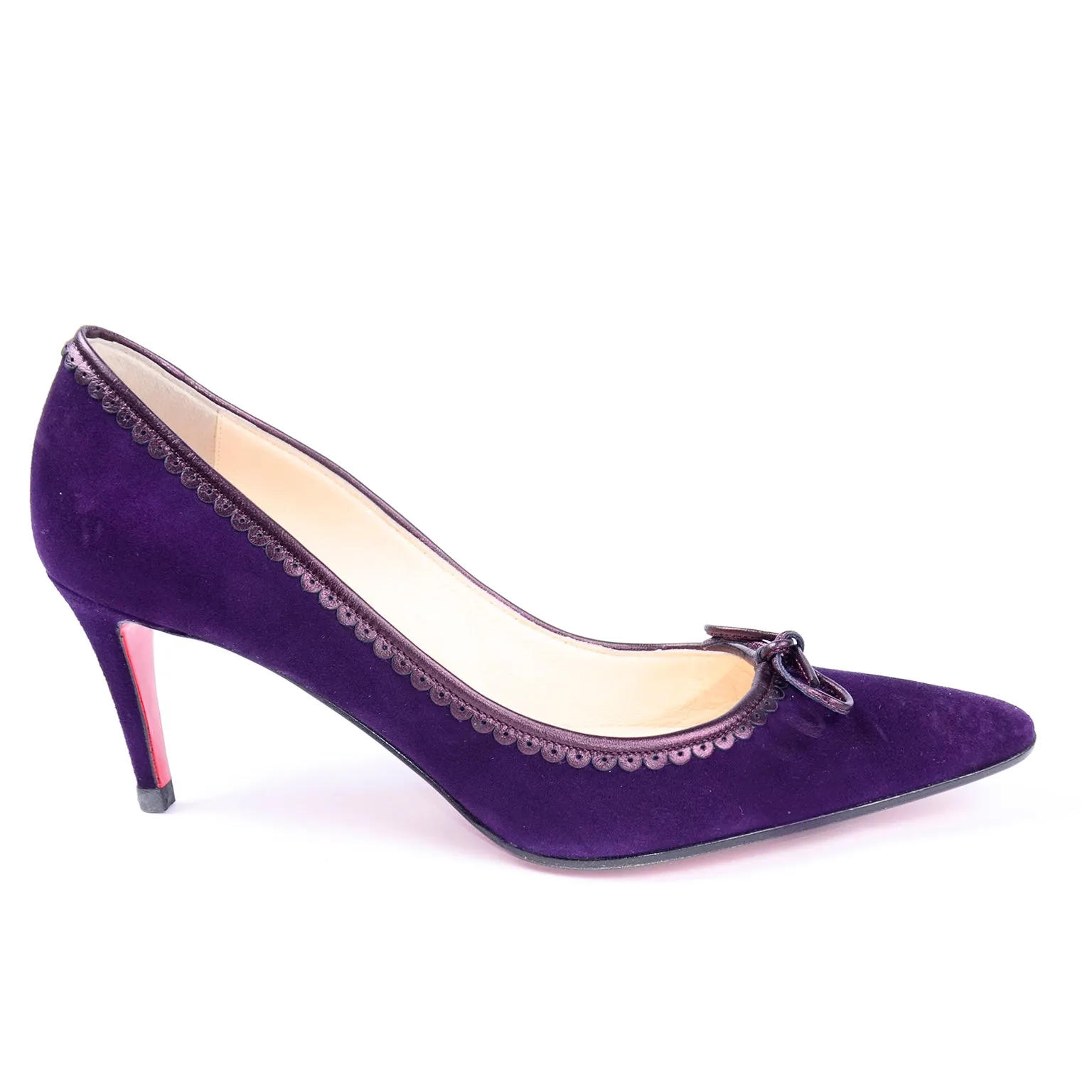 Christian Louboutin Deep Purple Suede Alice Shoes With Bow