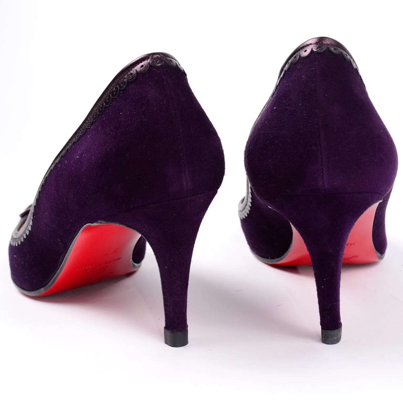 Christian Louboutin Deep Purple Suede Alice Shoes With Bow