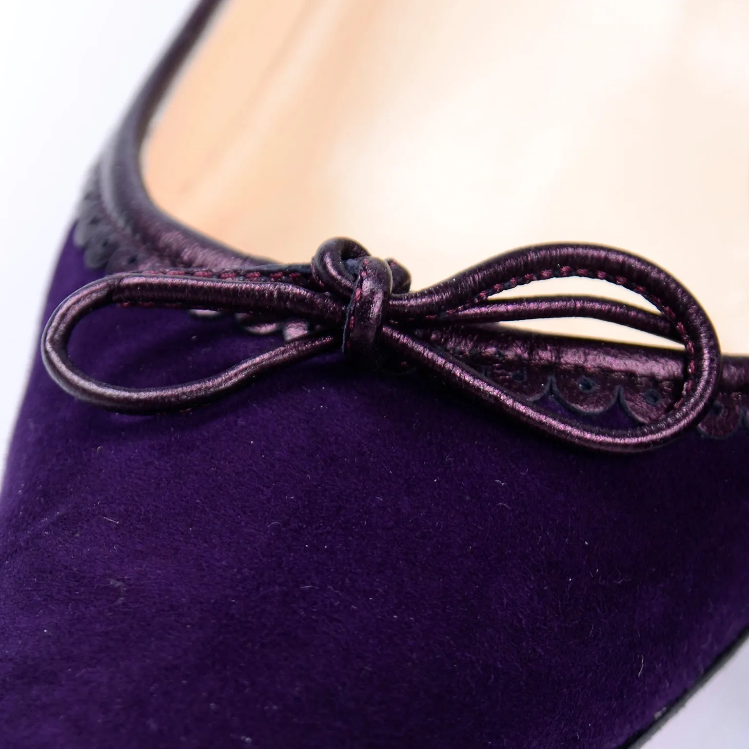 Christian Louboutin Deep Purple Suede Alice Shoes With Bow