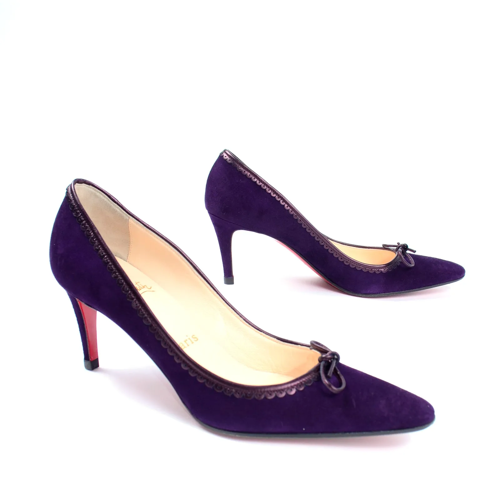 Christian Louboutin Deep Purple Suede Alice Shoes With Bow