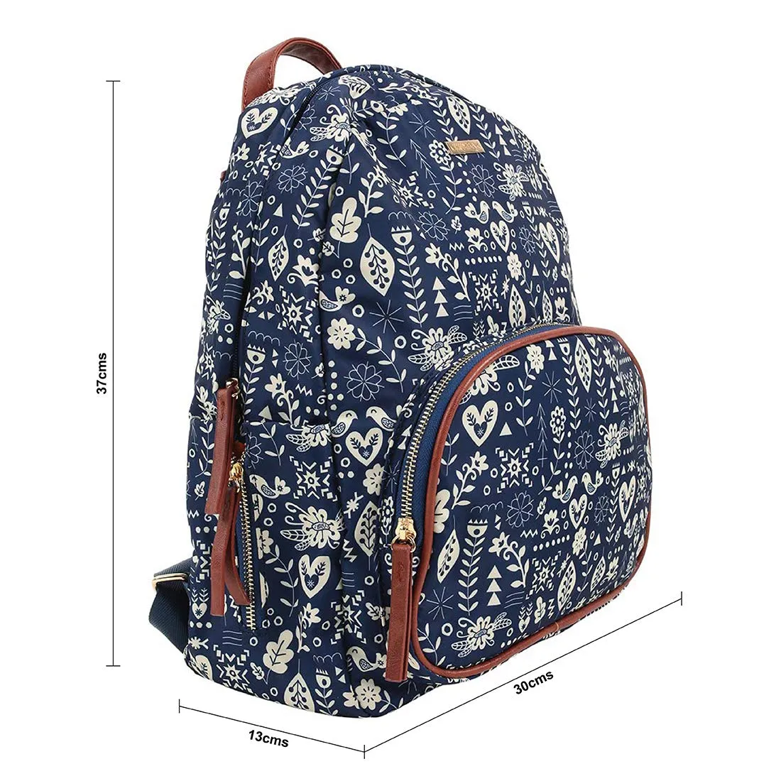 Chumbak Women's Backpack (Frosted Flowers, Navy)