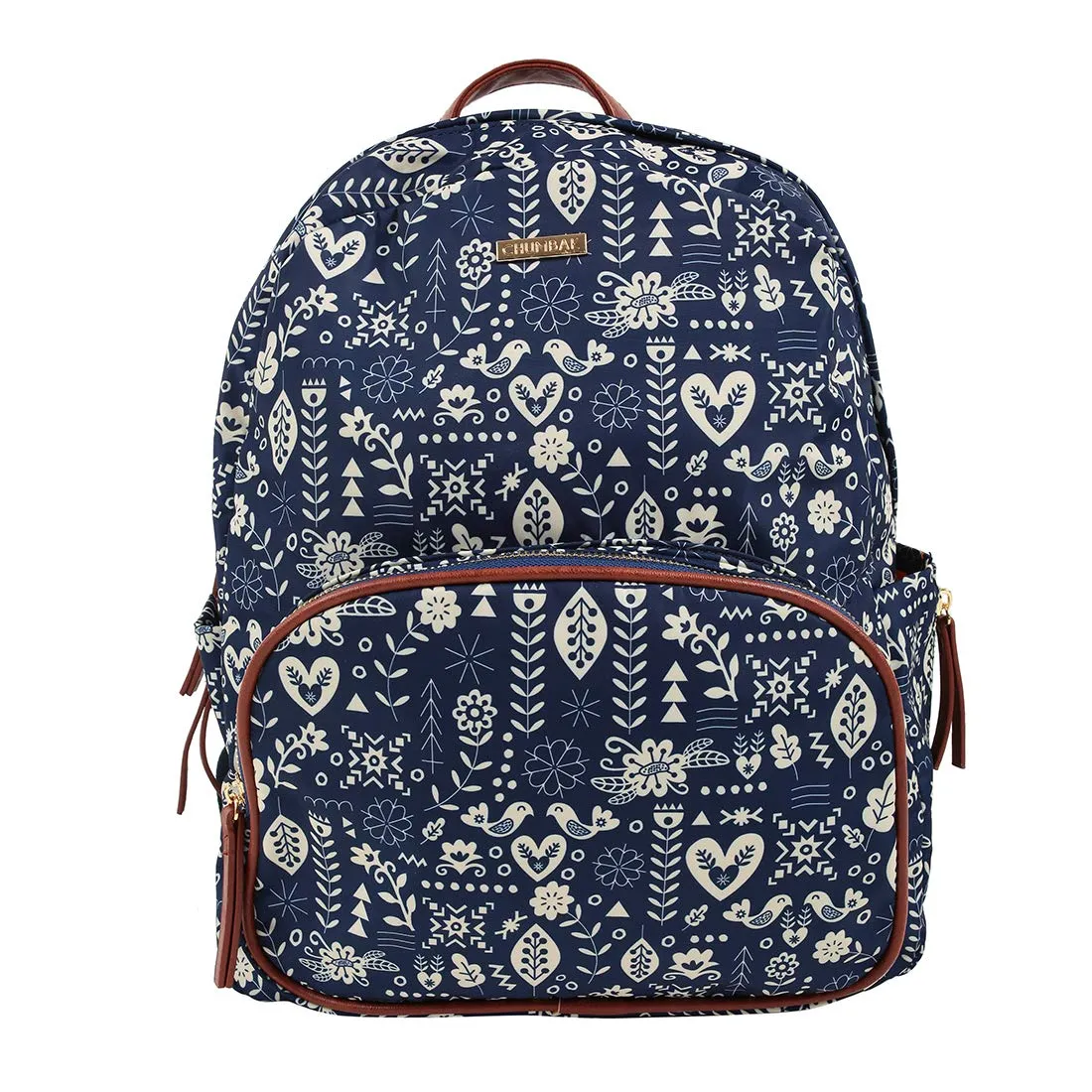 Chumbak Women's Backpack (Frosted Flowers, Navy)