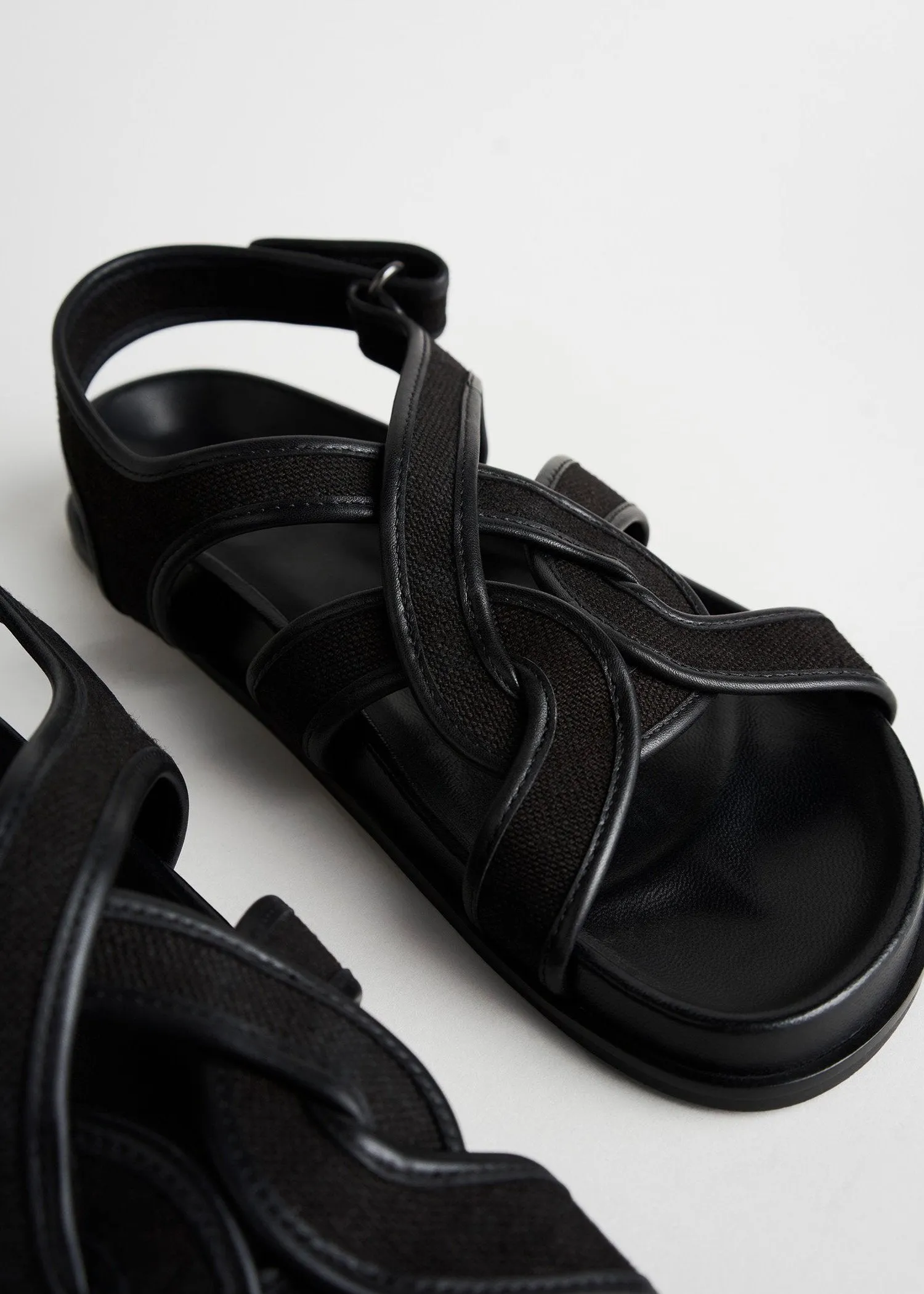 Chunky canvas sandals black