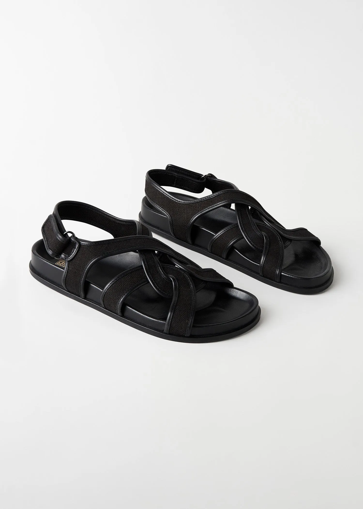 Chunky canvas sandals black