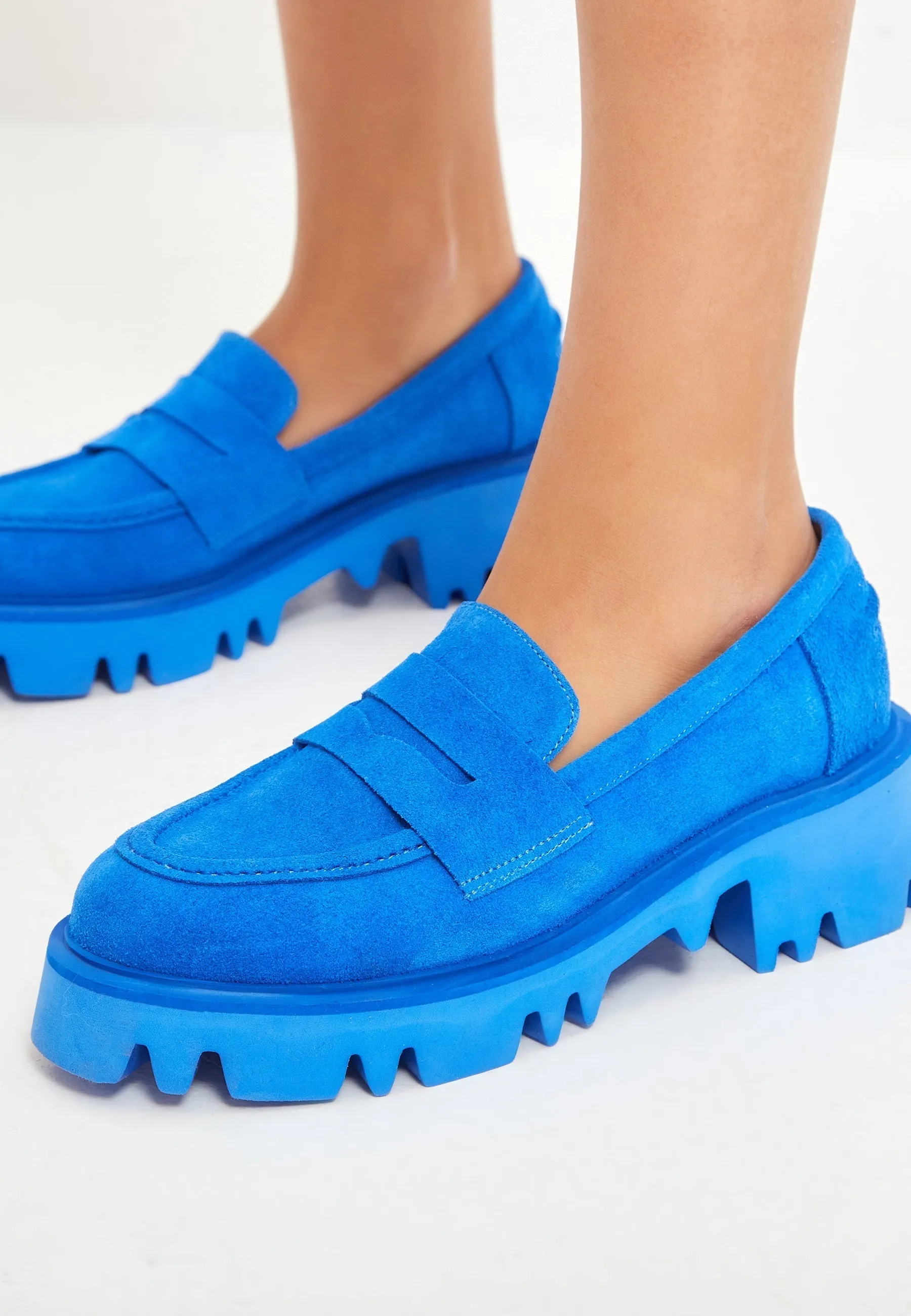 Chunky Platform Loafers - Blue