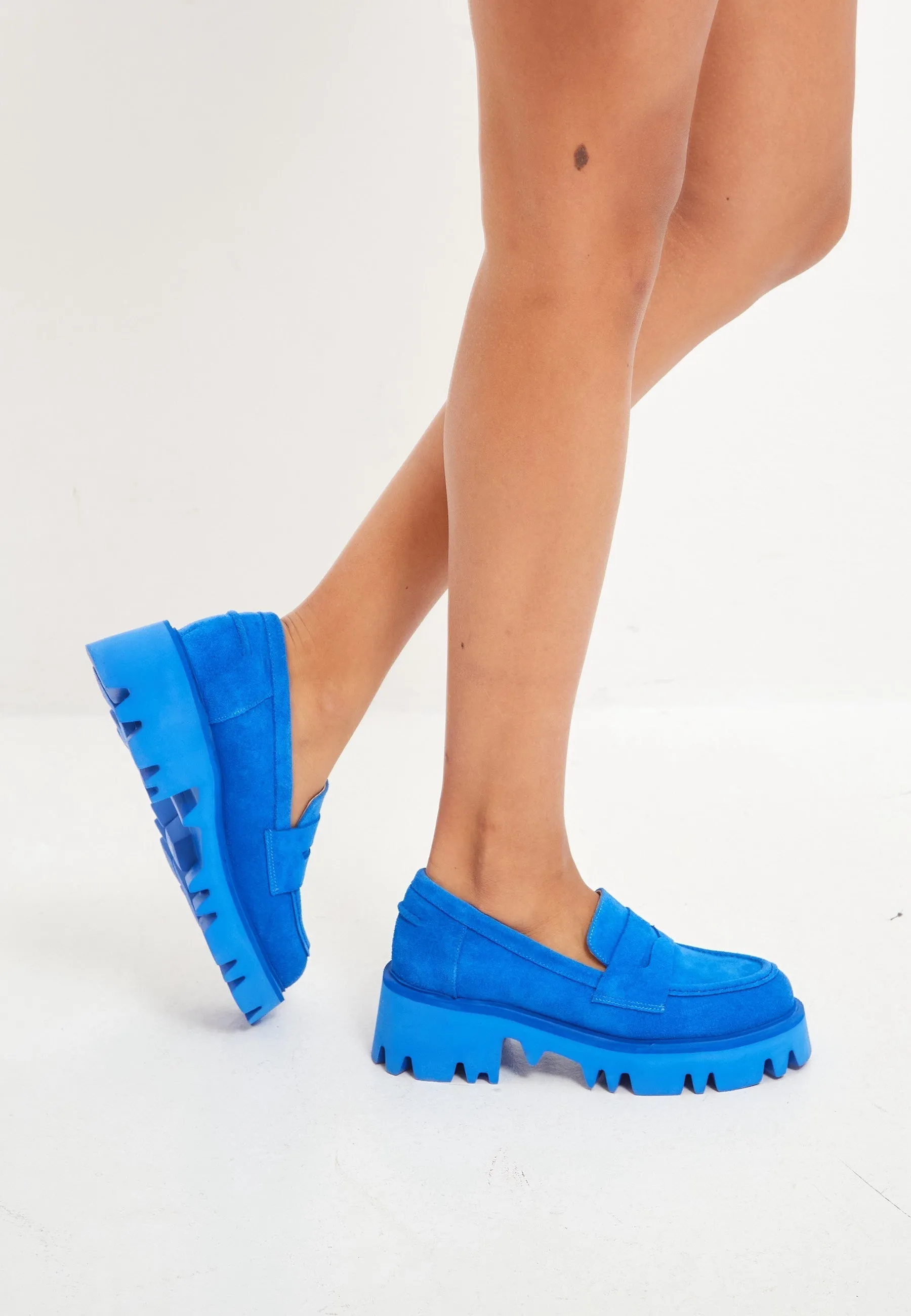 Chunky Platform Loafers - Blue