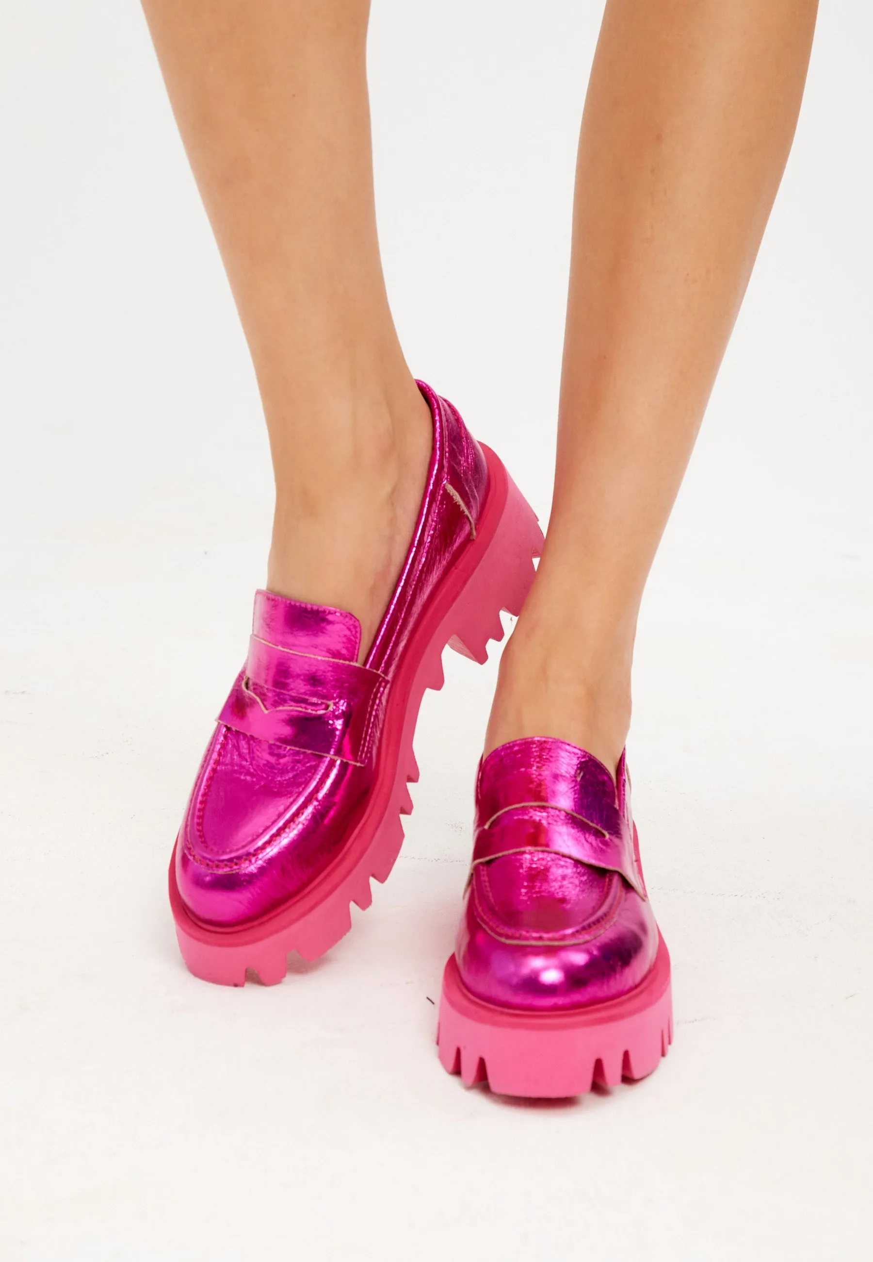 Chunky Platform Loafers - Fuchsia