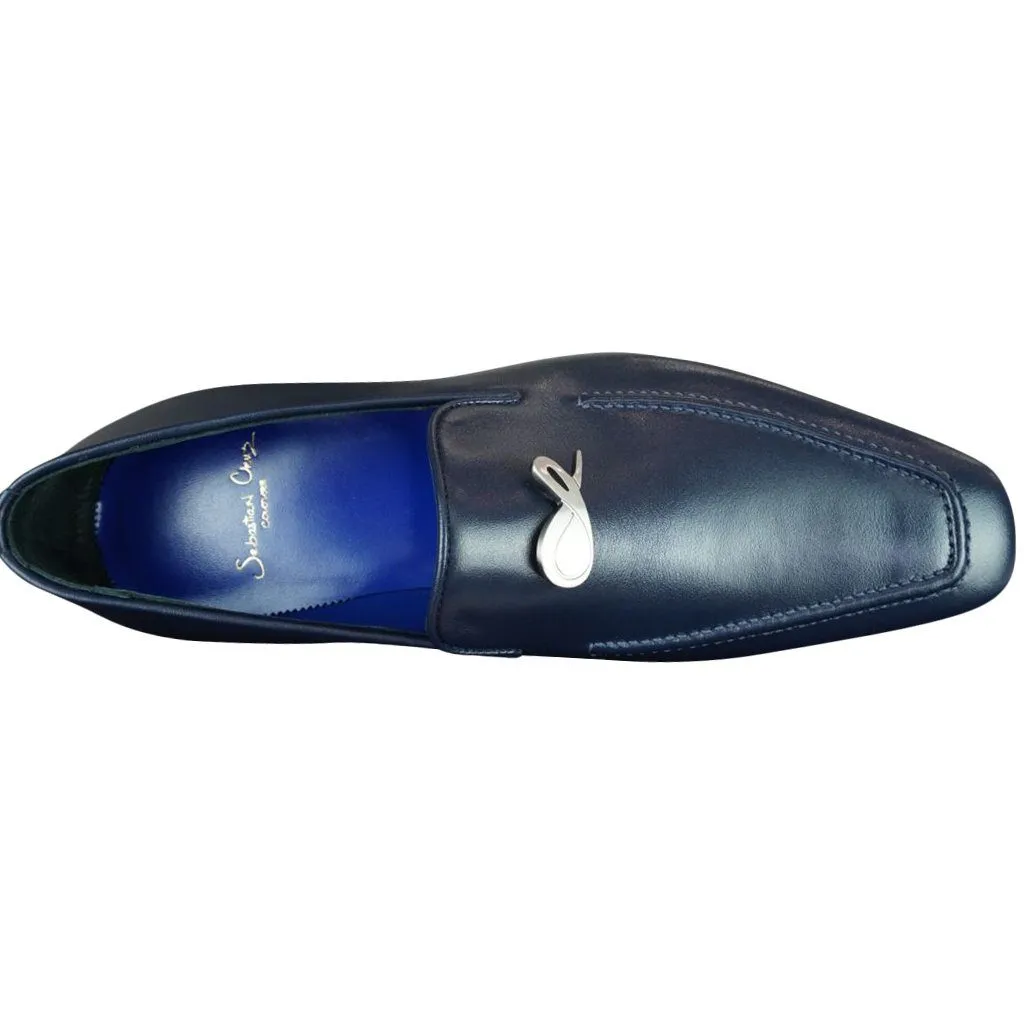 Classica Blu Mezzanotte With Silver Hardware Leather Loafer