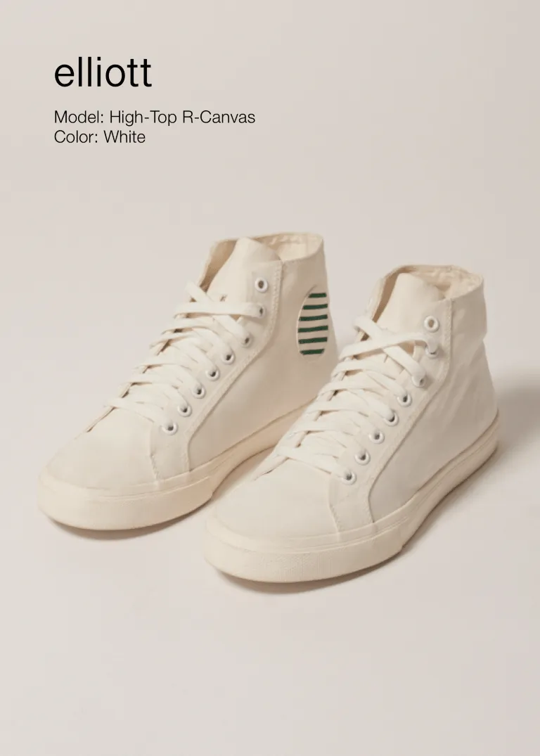 Climate Positive Recycled Canvas High-Top Sneakers | White/Stripes