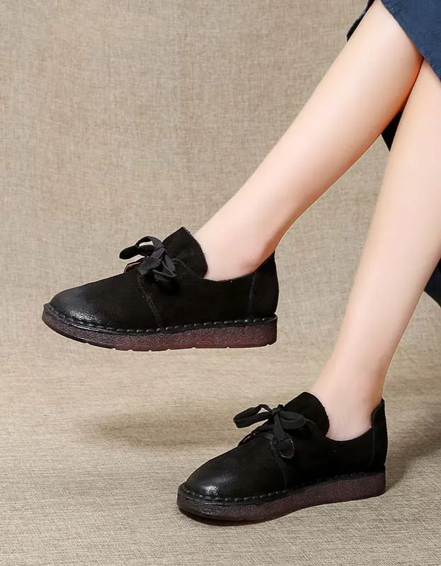 Comfortable Leather Walking Retro Flats