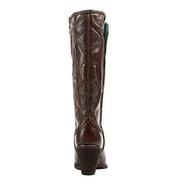 Corral Women's Brown Studded and Whip Stitched Round Toe Cowgirl Boots - C2906