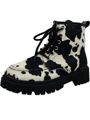 Cow Print Egirl Outfit Chunky Platform Boots