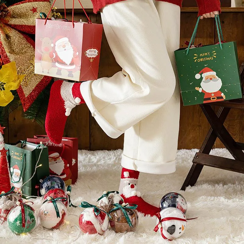 Creative Round Balls Gift Box With Christmas Socks