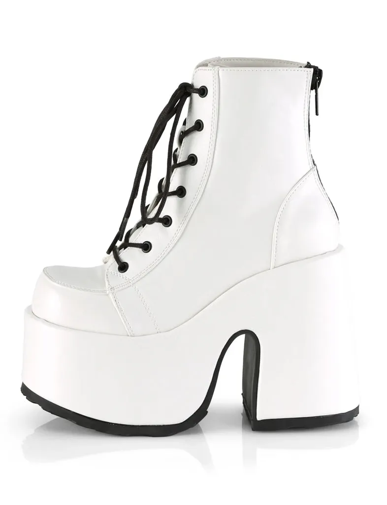 DEMONIA CAMEL 203 PLATFORM BOOTS - WHITE