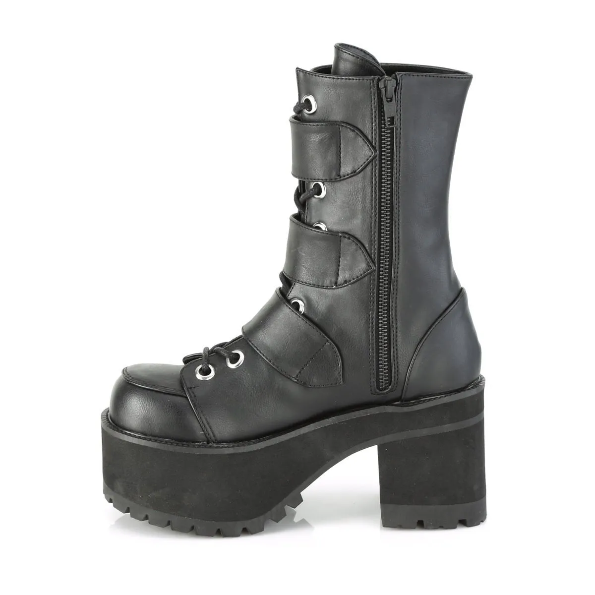 Demonia RANGER-308 | Black Vegan Leather Ankle Boots