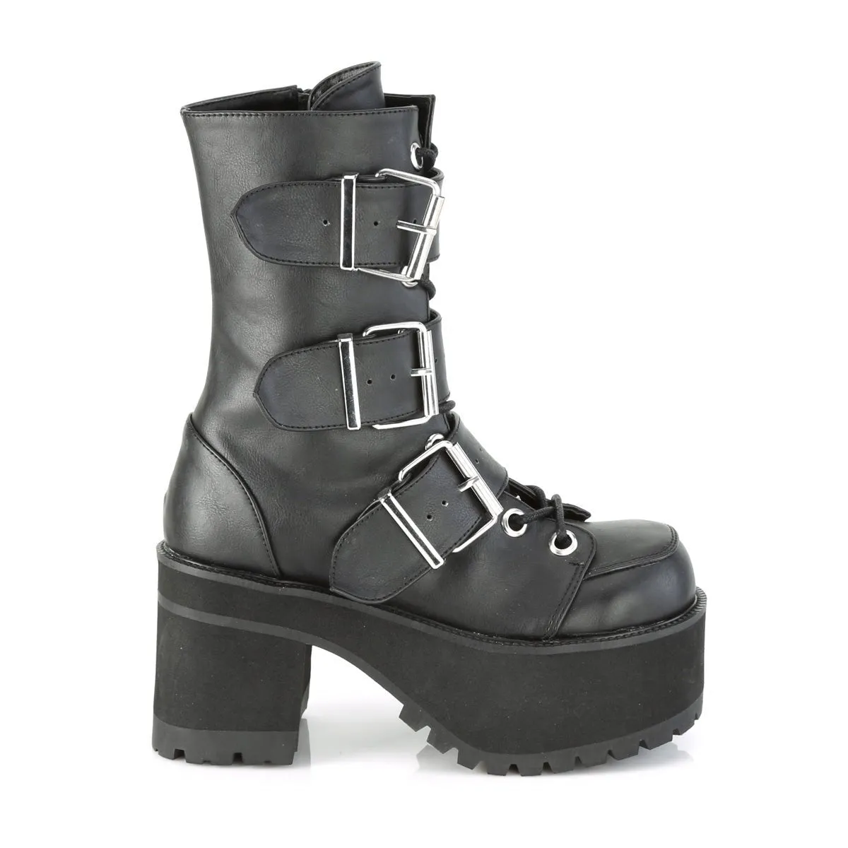 Demonia RANGER-308 | Black Vegan Leather Ankle Boots