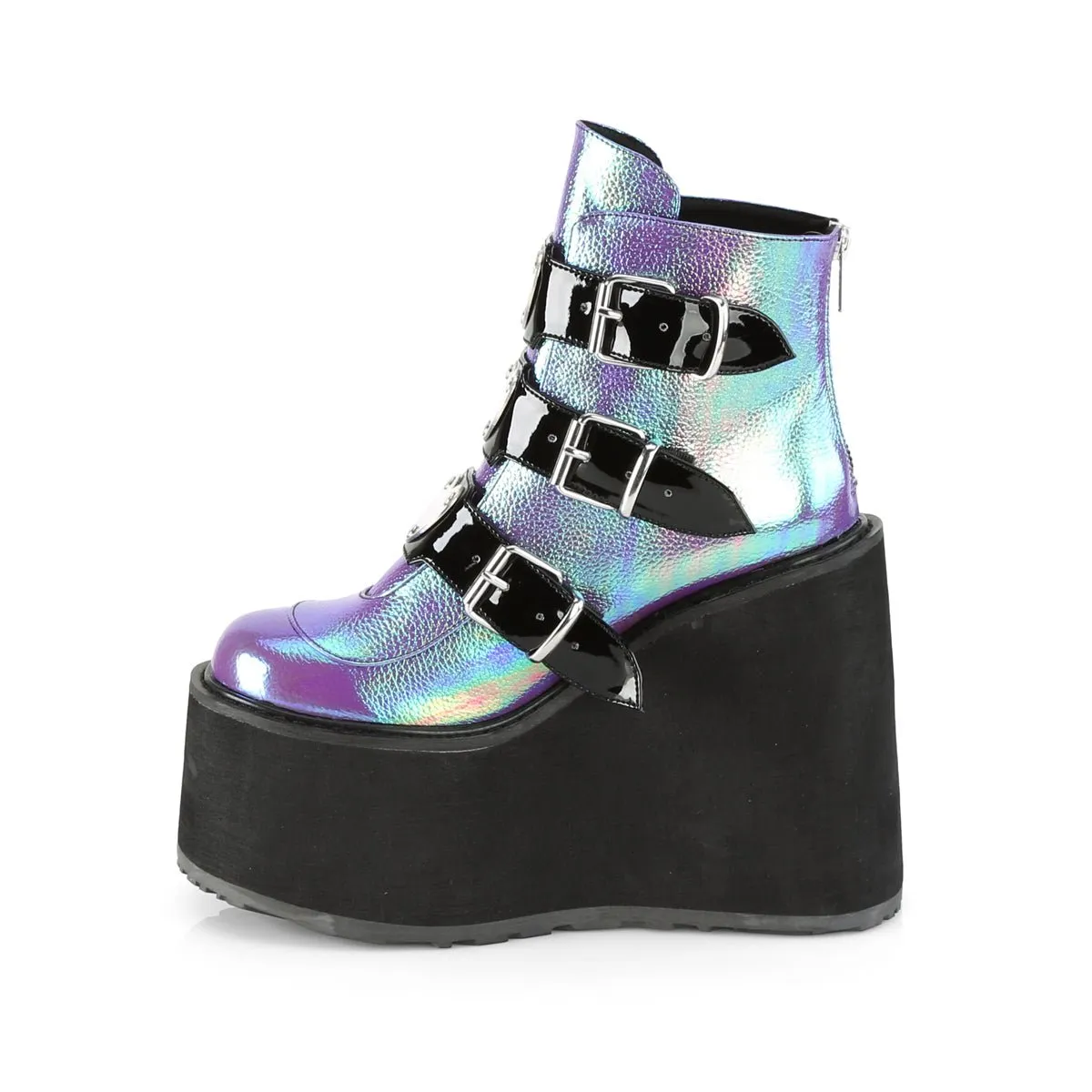 Demonia SWING-105 | Purple Iridescent Vegan Leather Ankle Boots