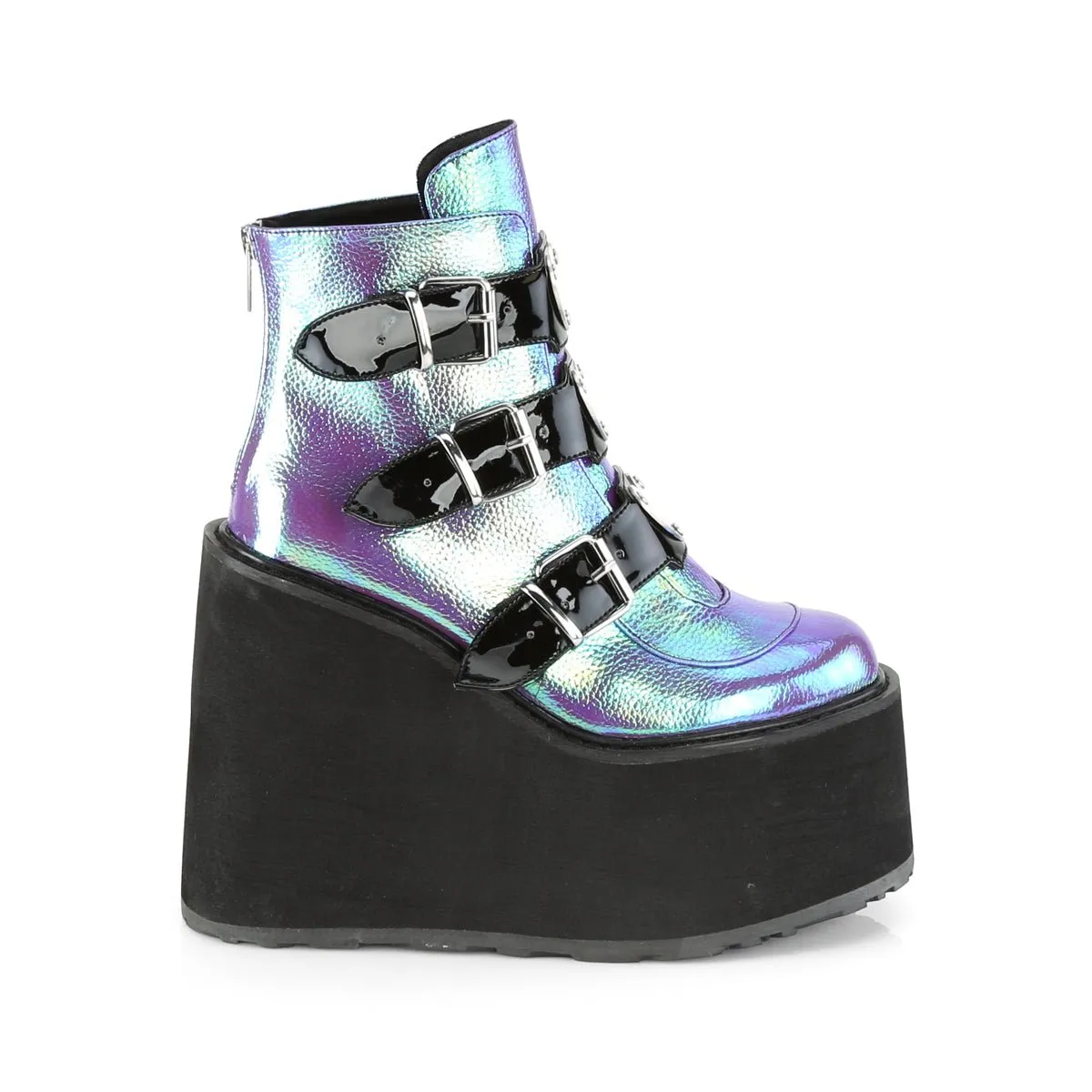 Demonia SWING-105 | Purple Iridescent Vegan Leather Ankle Boots