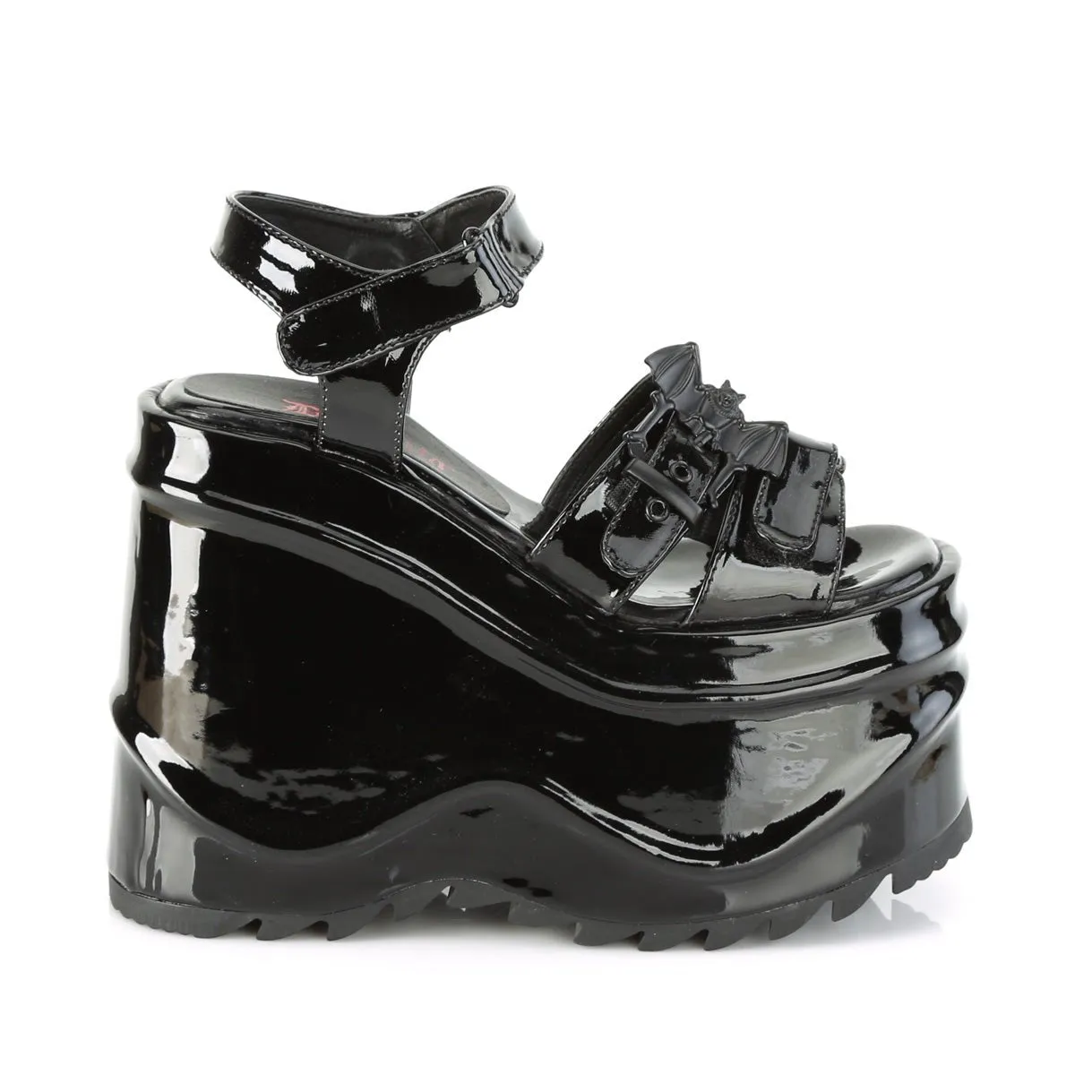 Demonia WAVE-13 | Black Patent Leather Sandals