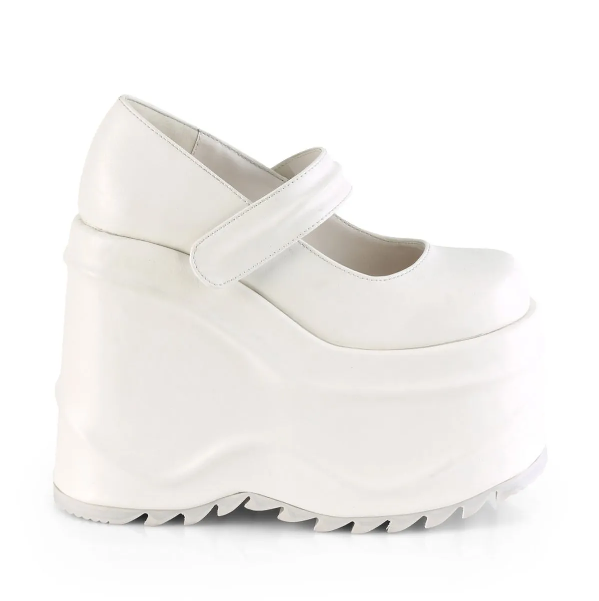 Demonia WAVE-32 | White Vegan Leather Mary Janes