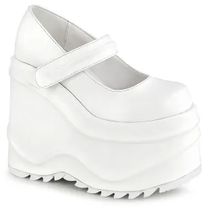 Demonia WAVE-32 | White Vegan Leather Mary Janes