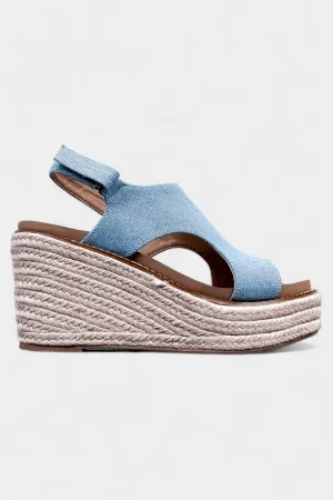 Denim Platform Freddie Wedge Sandals