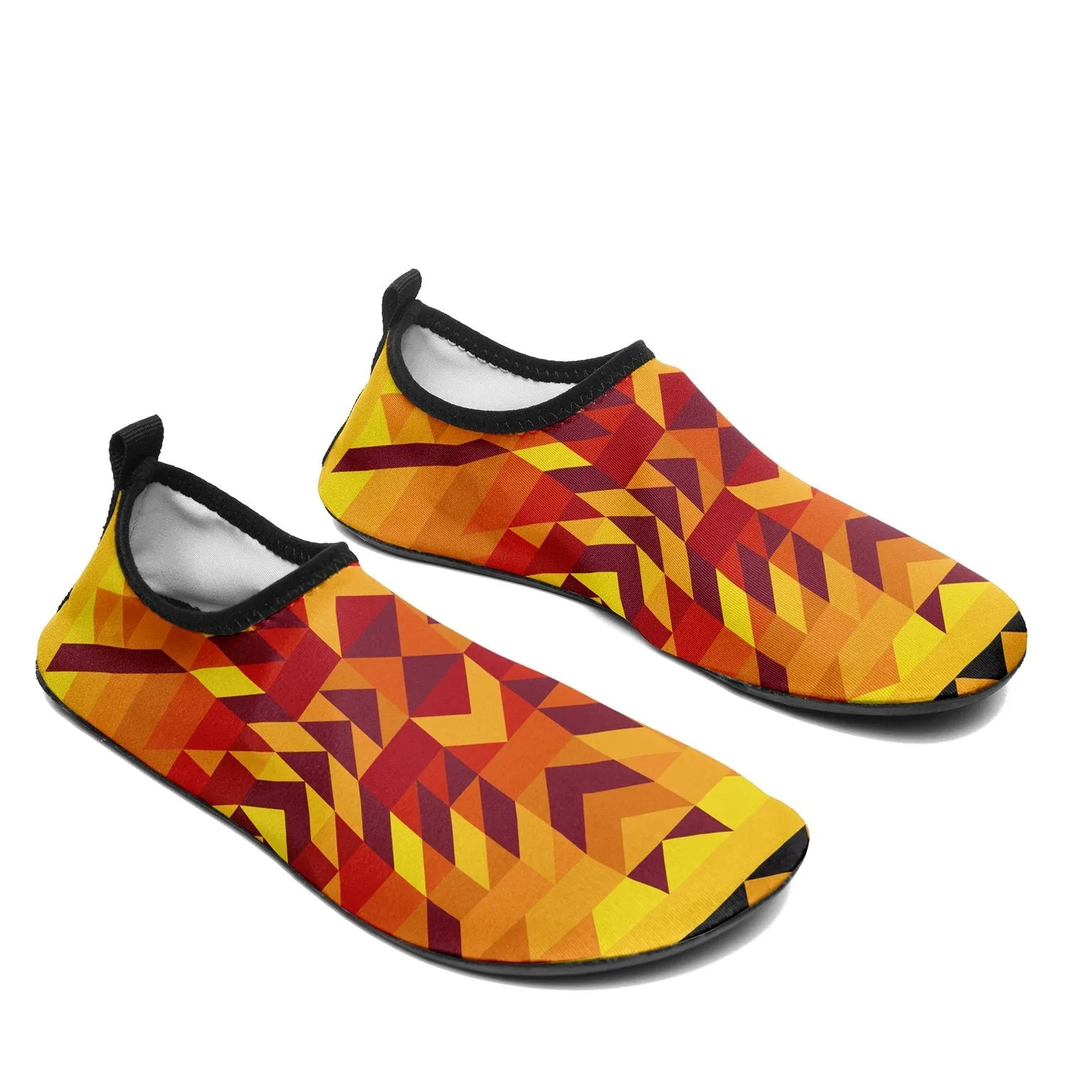 Desert Geo Yellow Red Sockamoccs Kid's Sockamoccs Slip On Shoes