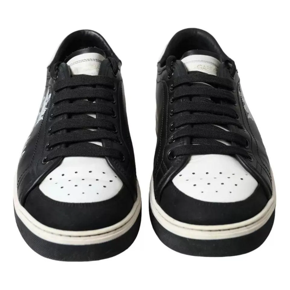 Dolce & Gabbana Black Leather Crown Milano Men Sneakers Shoes