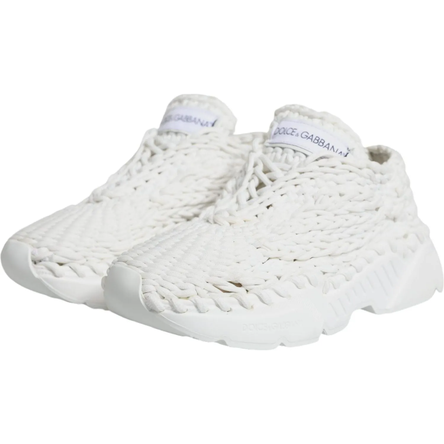 Dolce & Gabbana White Knitted Daymaster Sneakers Shoes