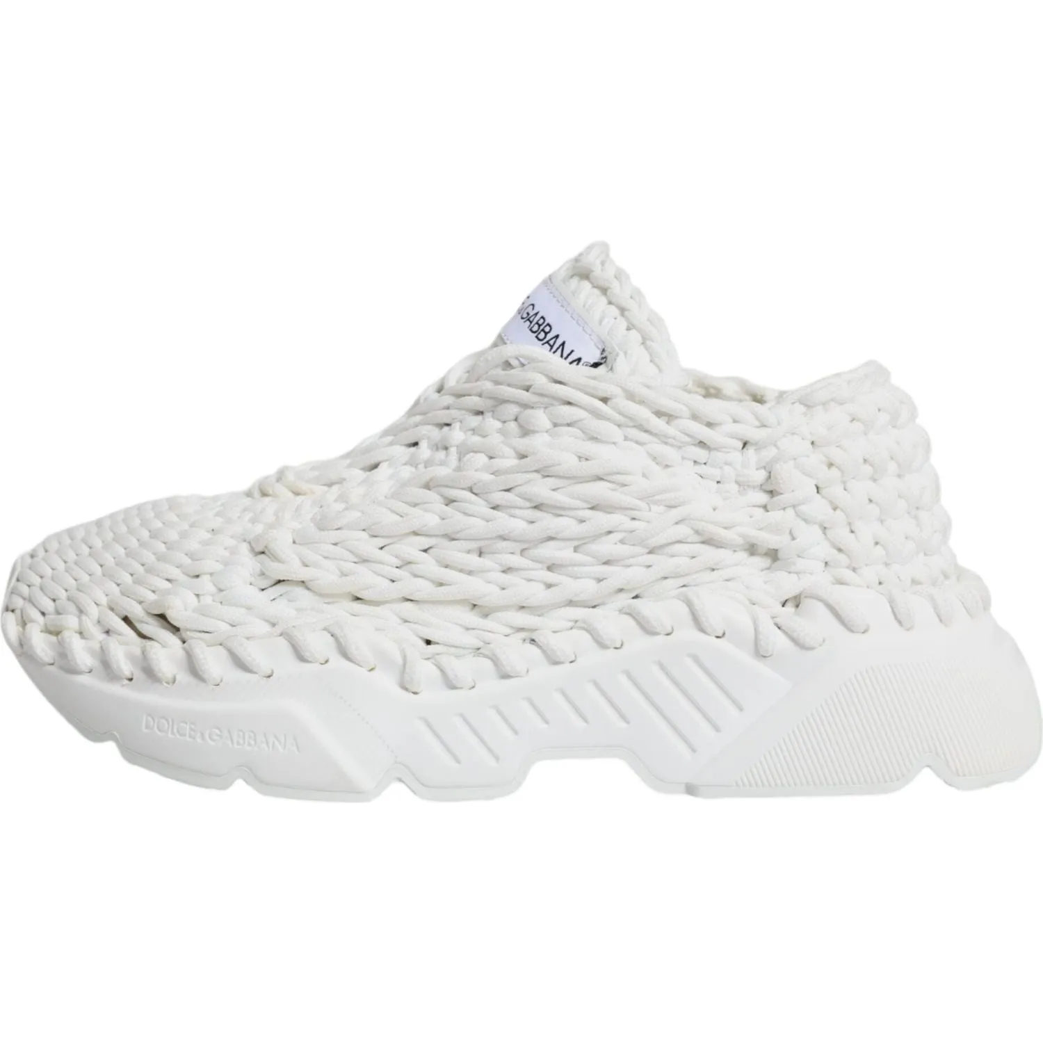 Dolce & Gabbana White Knitted Daymaster Sneakers Shoes