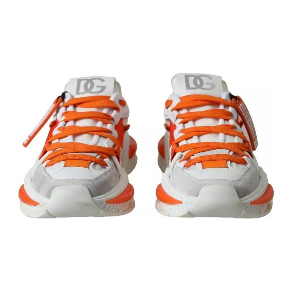 Dolce & Gabbana White Orange Airmaster Low Top Sneakers Shoes