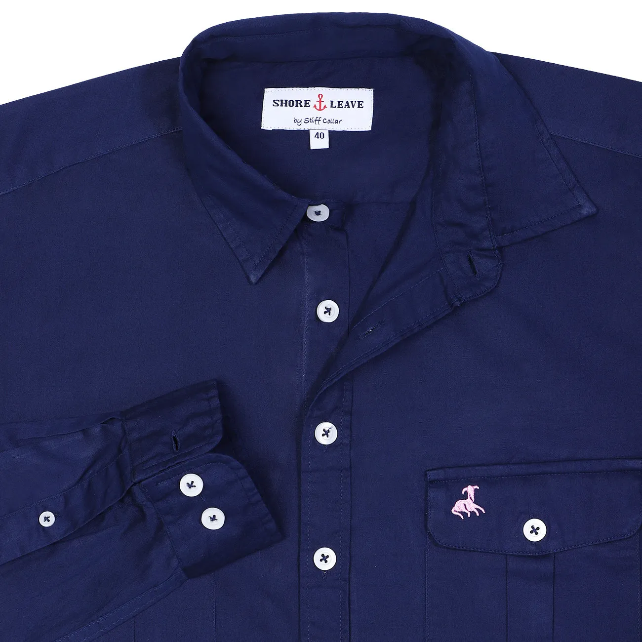 Electric Navy Twill Slim Fit Shirt