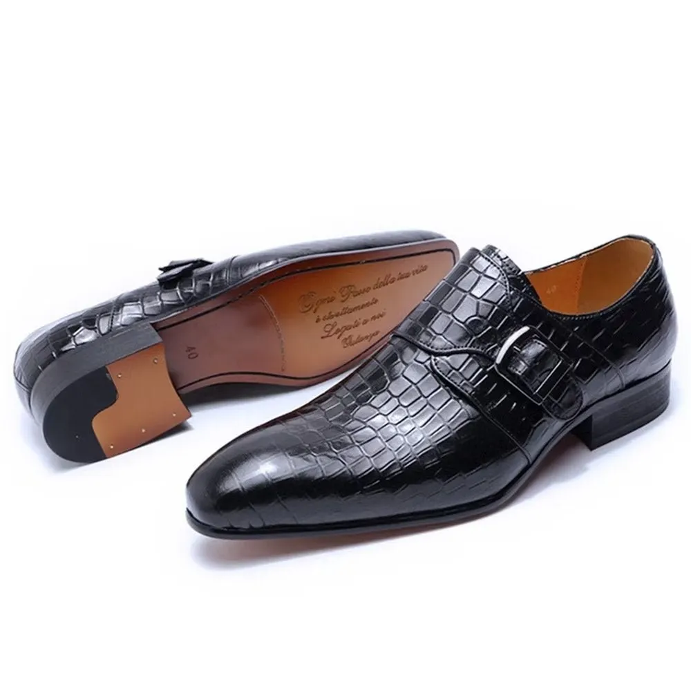 Elegant CrocLuxe Croc Monkstrap Dress Shoes