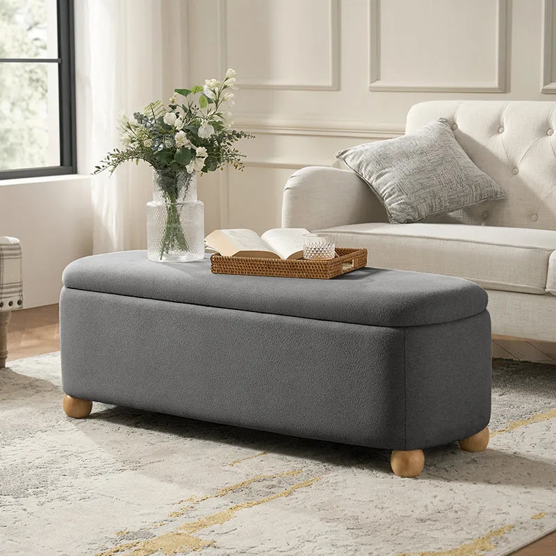 Gabino Functional Storage Bench with Solid Wood Legs and Waterproof Fabric