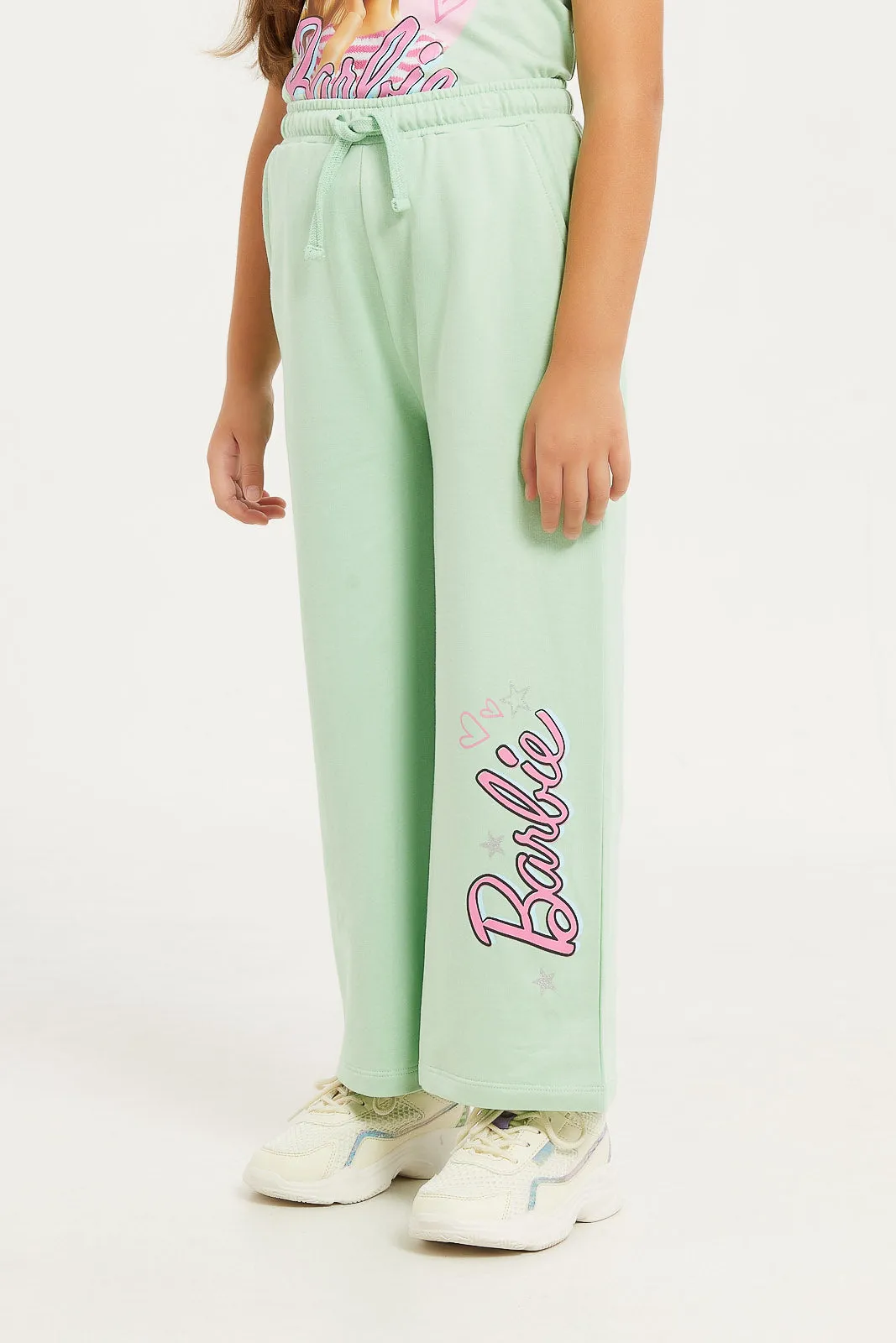 Girls Green Barbie Print Culotte Pant