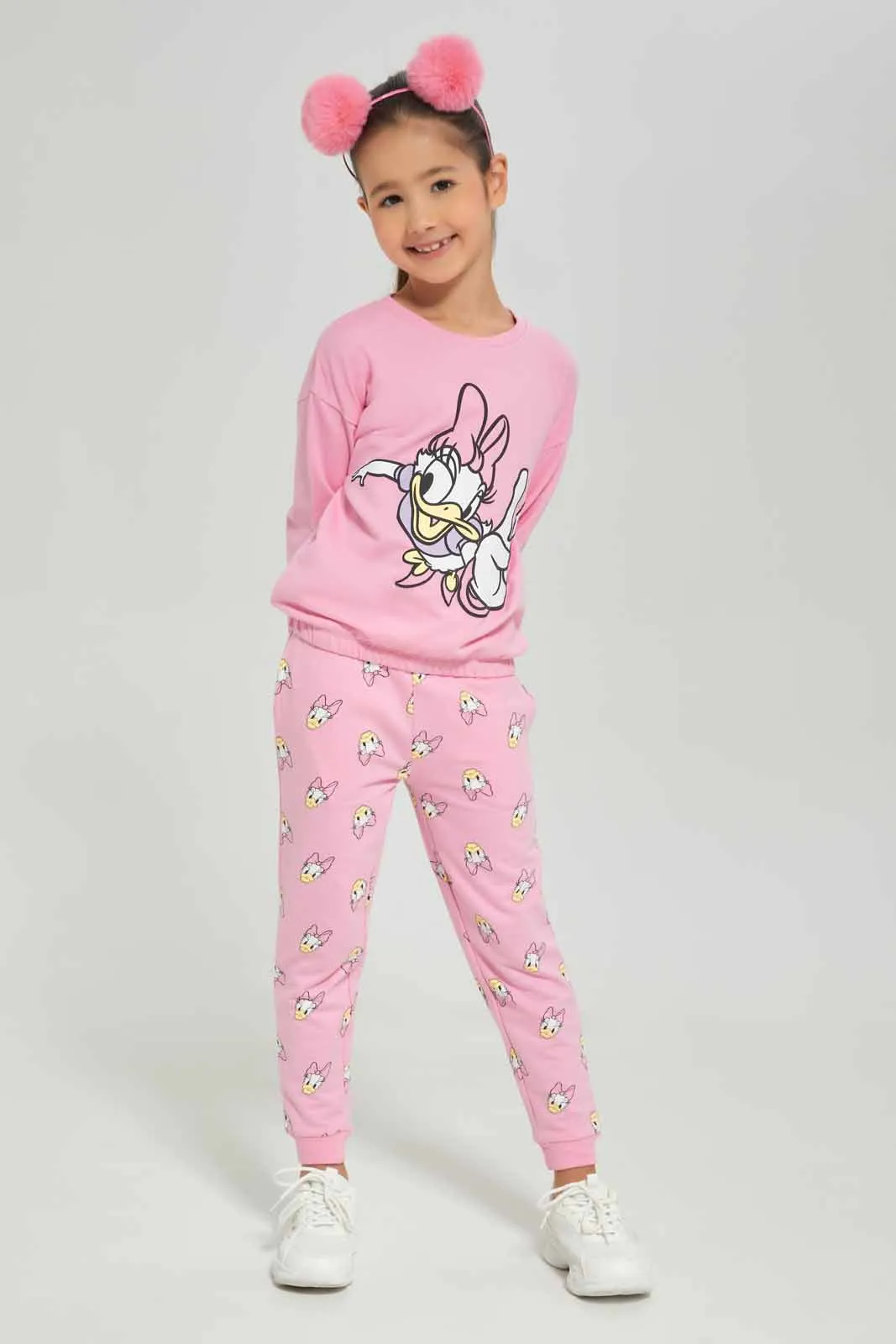 Girls Pink Daisy Print Jogger