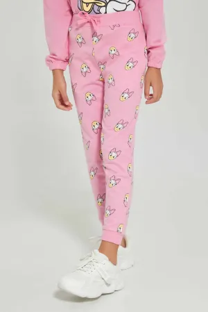 Girls Pink Daisy Print Jogger