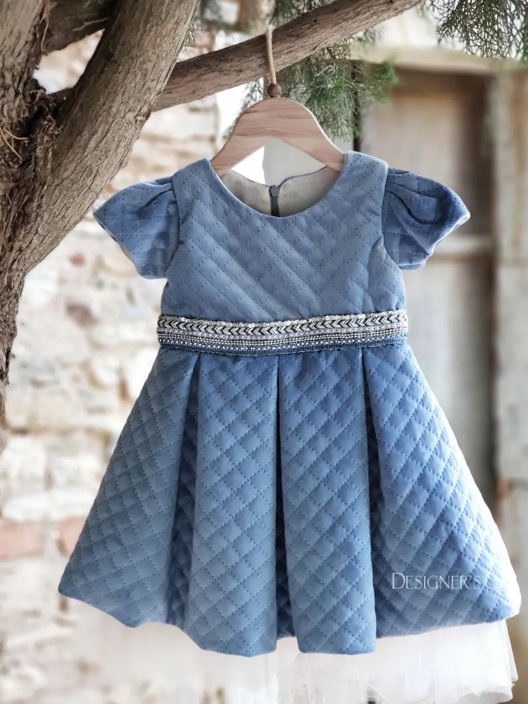 Girl's velour Dress blue-REGALINA