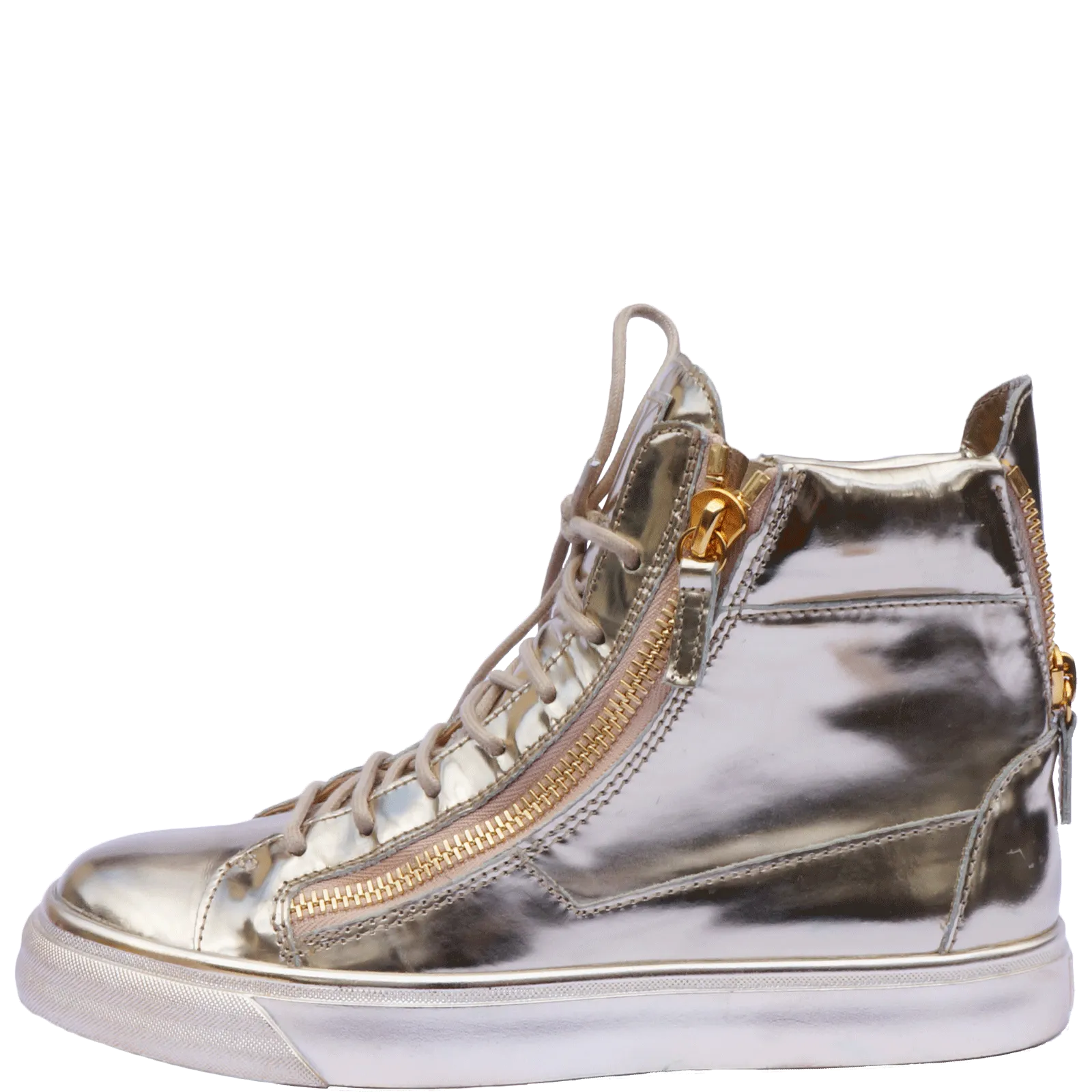 GIUSEPPE ZANOTTI LONDON GOLD METALLIC HIGH-TOP SNEAKERS