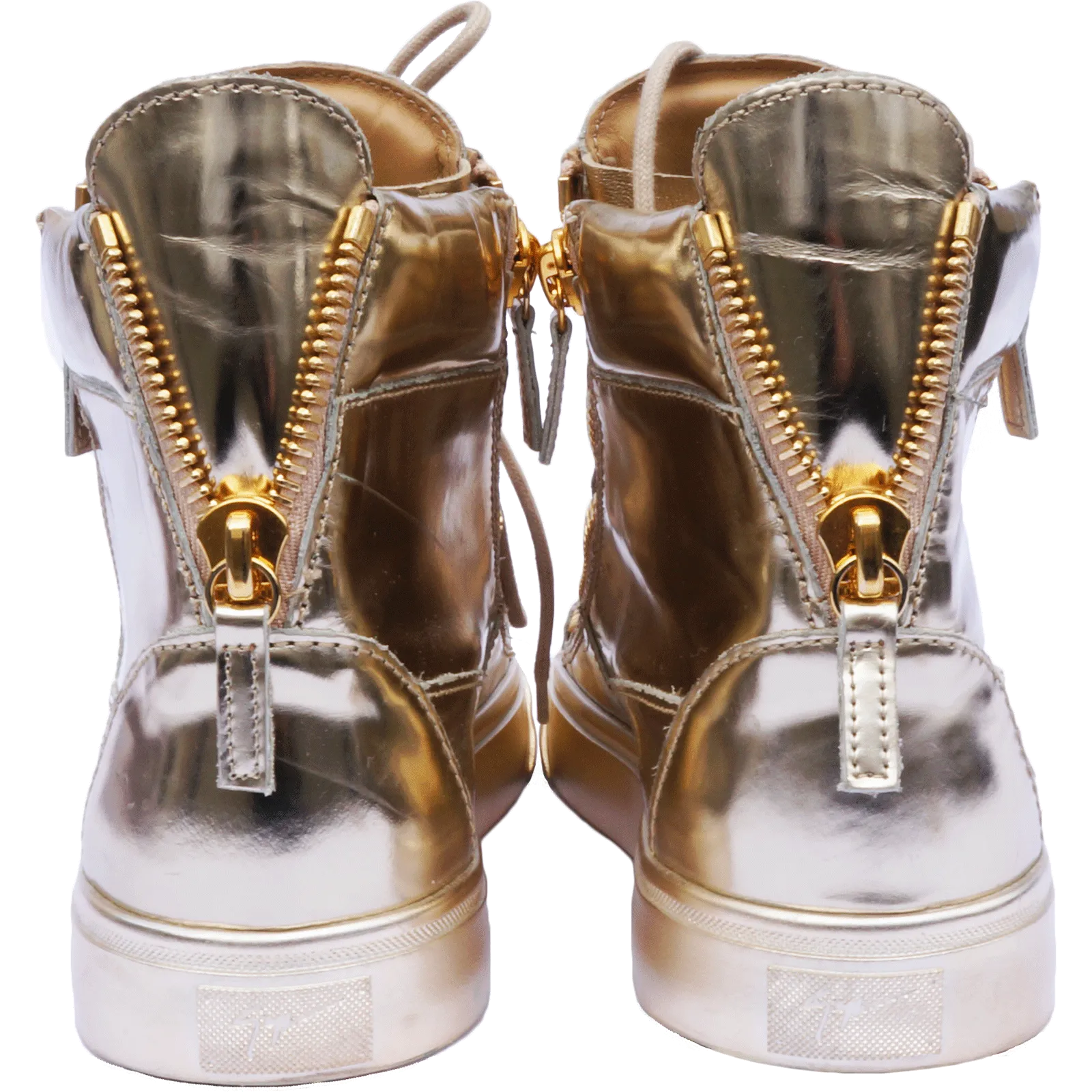 GIUSEPPE ZANOTTI LONDON GOLD METALLIC HIGH-TOP SNEAKERS