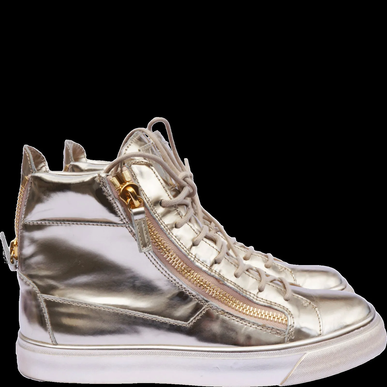 GIUSEPPE ZANOTTI LONDON GOLD METALLIC HIGH-TOP SNEAKERS