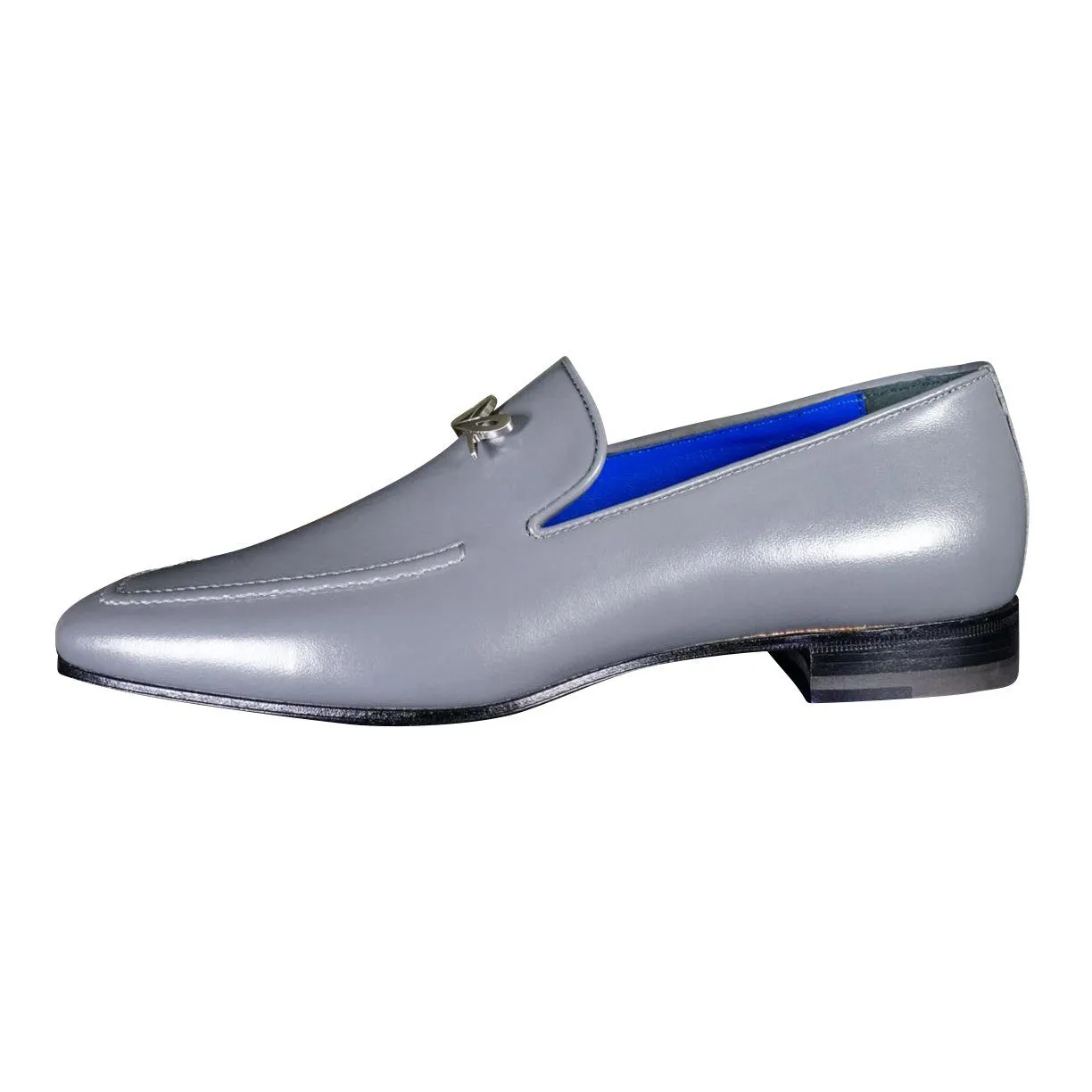 Grafite With Silver Hardware Leather Loafers